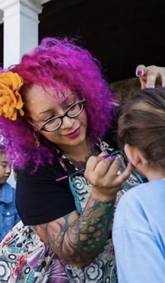 Woman doing makeup